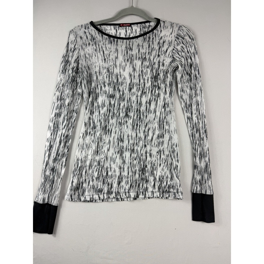 T-Party grey black thin sheer long sleeve t-shirt, no Tag, women's XS